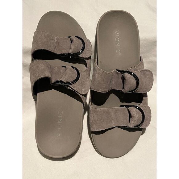 Vionic Gray Suede Sandals - Picture 2 of 7